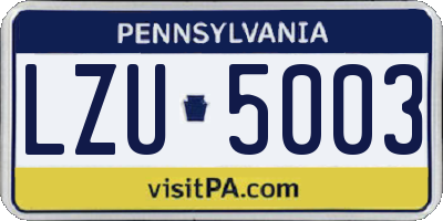 PA license plate LZU5003