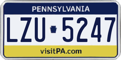 PA license plate LZU5247