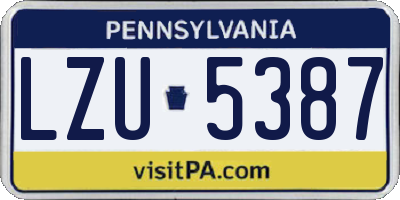 PA license plate LZU5387