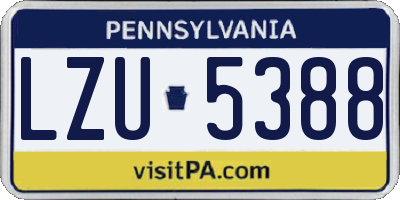 PA license plate LZU5388