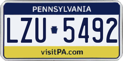 PA license plate LZU5492