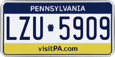PA license plate LZU5909