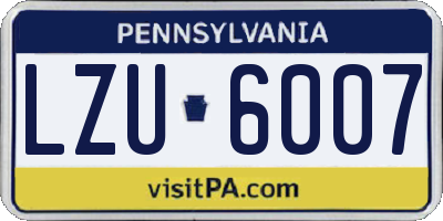 PA license plate LZU6007