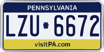 PA license plate LZU6672