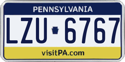 PA license plate LZU6767