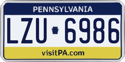 PA license plate LZU6986