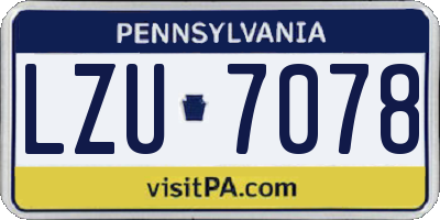 PA license plate LZU7078