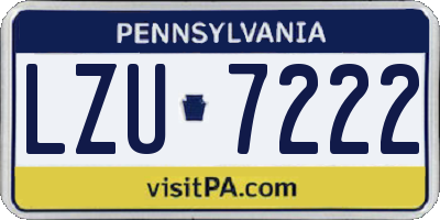 PA license plate LZU7222