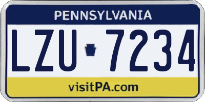 PA license plate LZU7234