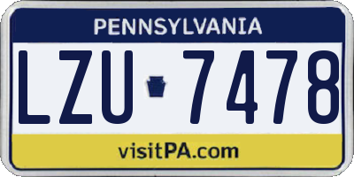 PA license plate LZU7478