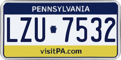 PA license plate LZU7532