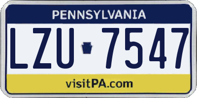 PA license plate LZU7547