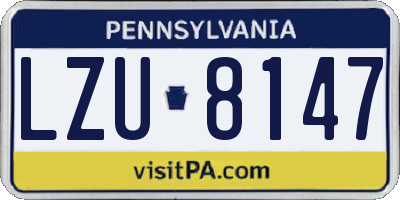 PA license plate LZU8147