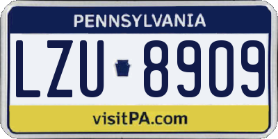 PA license plate LZU8909