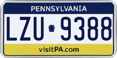 PA license plate LZU9388