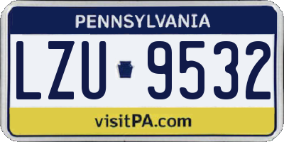 PA license plate LZU9532