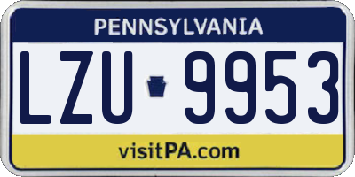 PA license plate LZU9953