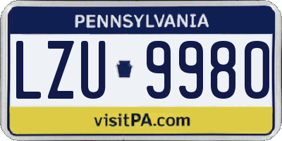 PA license plate LZU9980