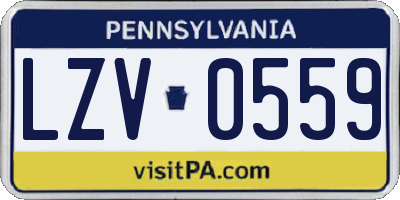 PA license plate LZV0559