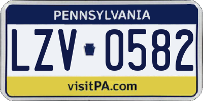 PA license plate LZV0582