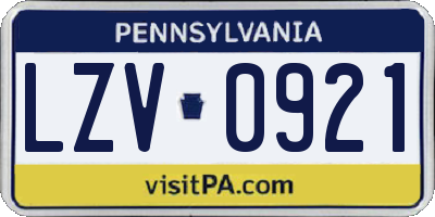 PA license plate LZV0921