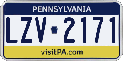 PA license plate LZV2171