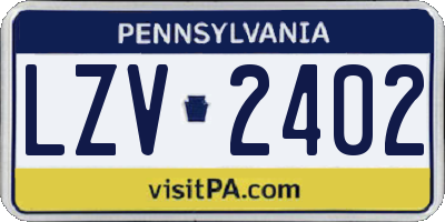 PA license plate LZV2402