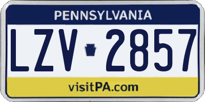 PA license plate LZV2857