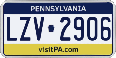 PA license plate LZV2906