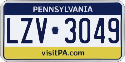 PA license plate LZV3049