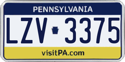PA license plate LZV3375