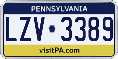 PA license plate LZV3389