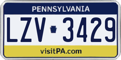 PA license plate LZV3429