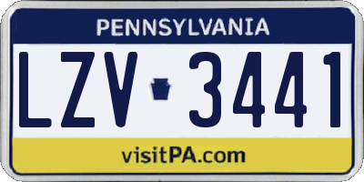 PA license plate LZV3441