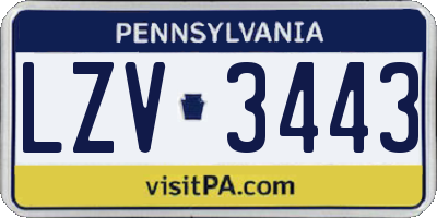 PA license plate LZV3443