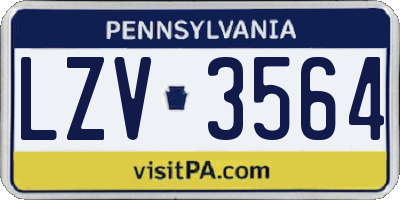 PA license plate LZV3564