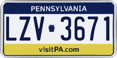 PA license plate LZV3671
