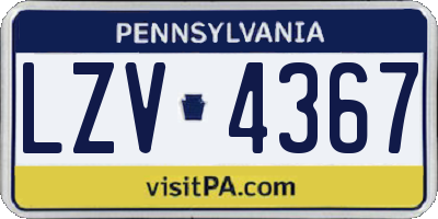 PA license plate LZV4367