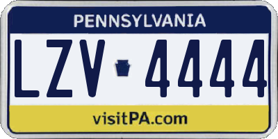 PA license plate LZV4444