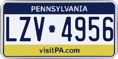 PA license plate LZV4956