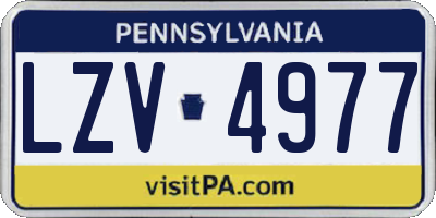 PA license plate LZV4977