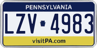 PA license plate LZV4983