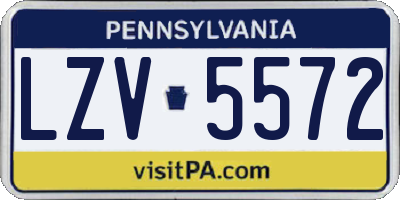 PA license plate LZV5572