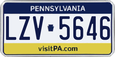 PA license plate LZV5646