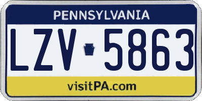 PA license plate LZV5863
