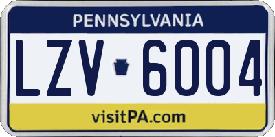 PA license plate LZV6004
