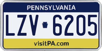 PA license plate LZV6205