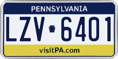 PA license plate LZV6401
