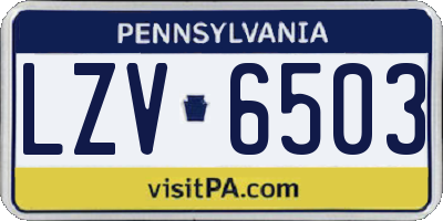 PA license plate LZV6503