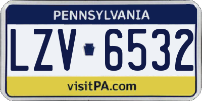 PA license plate LZV6532